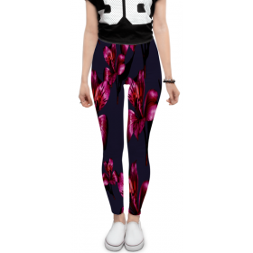 leggings с принтом Flowers в Рязани, 80% полиэстер, 20% эластан | Эластичный пояс, зауженные к низу, низкая посадка | 