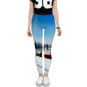 leggings с принтом Зима. Мороз. Солнце. в Рязани, 80% полиэстер, 20% эластан | Эластичный пояс, зауженные к низу, низкая посадка | 