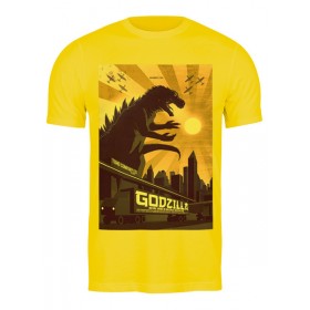 Мужская футболка с принтом Godzilla yellow в Рязани,  |  | 