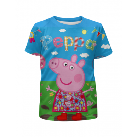 full_print_girl_tee с принтом Peppa Pig в Рязани,  |  | Тематика изображения на принте: 