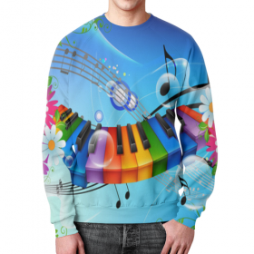 full_print_sweatshirt с принтом МУЗЫКА .НОТЫ.ЗВУК.КЛАВИШИ.ПИАНИНО.ЦВЕТЫ. в Рязани,  |  | 