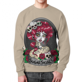 full_print_sweatshirt с принтом Sugar skull girl в Рязани,  |  | Тематика изображения на принте: 