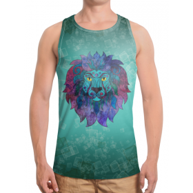 full_print_tanktop с принтом Яркий лев в Рязани,  |  | Тематика изображения на принте: 