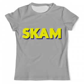 full_print_tee с принтом Skam стыд в Рязани, Футболка с нанесением полноцветного изображения по всей поверхности может быть выполнена в двух вариантах - ХЛОПОК и СИНТЕТИКА. | Хлопок - ткань из 100% хлопка высшего качества пенье.  <br>Синтетика - ткань с высоким содержанием синтетического волокна (до 80%).  Материал хорошо тянется, имеет приятную на ощупь фактуру | Тематика изображения на принте: 