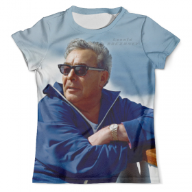 full_print_tee с принтом Leonid Brezhnev Design в Рязани, Футболка с нанесением полноцветного изображения по всей поверхности может быть выполнена в двух вариантах - ХЛОПОК и СИНТЕТИКА. | Хлопок - ткань из 100% хлопка высшего качества пенье.  <br>Синтетика - ткань с высоким содержанием синтетического волокна (до 80%).  Материал хорошо тянется, имеет приятную на ощупь фактуру | 