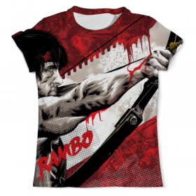 full_print_tee с принтом Rambo: First Blood в Рязани, Футболка с нанесением полноцветного изображения по всей поверхности может быть выполнена в двух вариантах - ХЛОПОК и СИНТЕТИКА. | Хлопок - ткань из 100% хлопка высшего качества пенье.  <br>Синтетика - ткань с высоким содержанием синтетического волокна (до 80%).  Материал хорошо тянется, имеет приятную на ощупь фактуру | 