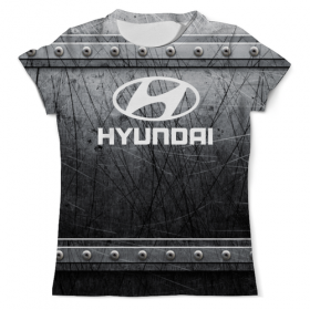 full_print_tee с принтом Hyundai в Рязани, Футболка с нанесением полноцветного изображения по всей поверхности может быть выполнена в двух вариантах - ХЛОПОК и СИНТЕТИКА. | Хлопок - ткань из 100% хлопка высшего качества пенье.  <br>Синтетика - ткань с высоким содержанием синтетического волокна (до 80%).  Материал хорошо тянется, имеет приятную на ощупь фактуру | 