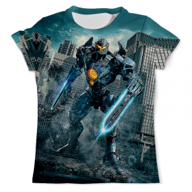 full_print_tee с принтом Pacific Rim в Рязани, Футболка с нанесением полноцветного изображения по всей поверхности может быть выполнена в двух вариантах - ХЛОПОК и СИНТЕТИКА. | Хлопок - ткань из 100% хлопка высшего качества пенье.  <br>Синтетика - ткань с высоким содержанием синтетического волокна (до 80%).  Материал хорошо тянется, имеет приятную на ощупь фактуру | Тематика изображения на принте: 