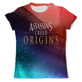 full_print_tee с принтом Assassins Creed в Рязани, Футболка с нанесением полноцветного изображения по всей поверхности может быть выполнена в двух вариантах - ХЛОПОК и СИНТЕТИКА. | Хлопок - ткань из 100% хлопка высшего качества пенье.  <br>Синтетика - ткань с высоким содержанием синтетического волокна (до 80%).  Материал хорошо тянется, имеет приятную на ощупь фактуру | 