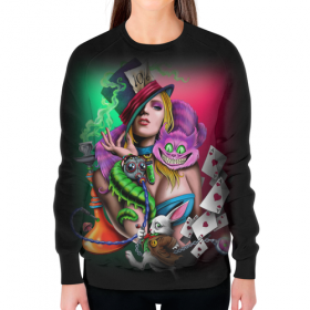 full_print_woman_sweatshirt с принтом Алиса в стране чудес в Рязани,  |  | 