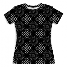 full_print_woman_tee с принтом Резной узор в Рязани, Футболка с нанесением полноцветного изображения по всей поверхности может быть выполнена в двух вариантах - ХЛОПОК и СИНТЕТИКА. | Хлопок - ткань из 100% хлопка высшего качества пенье.  <br>Синтетика - ткань с высоким содержанием синтетического волокна (до 80%).  Материал хорошо тянется, имеет приятную на ощупь фактуру | 