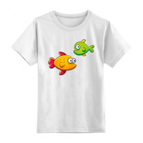 kids_tee с принтом Две морские рыбки: желтая и зеленая в Рязани,  |  | Тематика изображения на принте: 