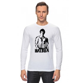 Мужской лонгслив с принтом Rocky Balboa в Рязани, Хлопок |  | 