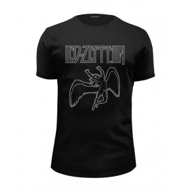 Мужская футболка Premium с принтом Led Zeppelin в Рязани, Белый, черный, серый меланж, голубой: 100% хлопок, плотность 160 гр. Остальные цвета: 92% хлопок, 8% лайкра, плотность 170-180гр. |  | 
