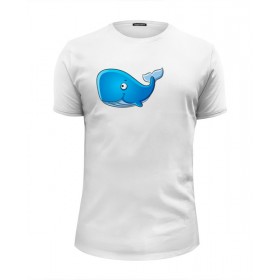 Мужская футболка Premium с принтом Голубой морской кит-кашалот в Рязани, Белый, черный, серый меланж, голубой: 100% хлопок, плотность 160 гр. Остальные цвета: 92% хлопок, 8% лайкра, плотность 170-180гр. |  | 