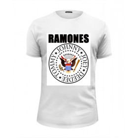 Мужская футболка Premium с принтом Ramones в Рязани, Белый, черный, серый меланж, голубой: 100% хлопок, плотность 160 гр. Остальные цвета: 92% хлопок, 8% лайкра, плотность 170-180гр. |  | 