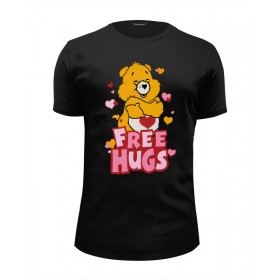 Мужская футболка Premium с принтом Free Hugs в Рязани, Белый, черный, серый меланж, голубой: 100% хлопок, плотность 160 гр. Остальные цвета: 92% хлопок, 8% лайкра, плотность 170-180гр. |  | 