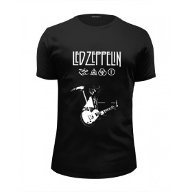 Мужская футболка Premium с принтом Led Zeppelin в Рязани, Белый, черный, серый меланж, голубой: 100% хлопок, плотность 160 гр. Остальные цвета: 92% хлопок, 8% лайкра, плотность 170-180гр. |  | Тематика изображения на принте: 