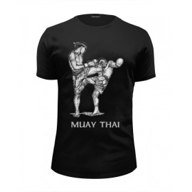 Мужская футболка Premium с принтом Muay Thai в Рязани, Белый, черный, серый меланж, голубой: 100% хлопок, плотность 160 гр. Остальные цвета: 92% хлопок, 8% лайкра, плотность 170-180гр. |  | 