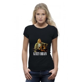 Женская футболка Premium с принтом Nirvana Kurt Cobain guitar t-shirt в Рязани,  |  | Тематика изображения на принте: 