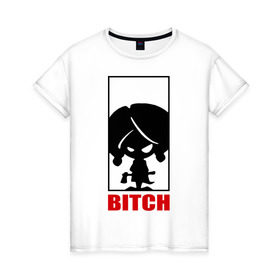 Женская футболка хлопок с принтом Bitch-logo в Рязани, 100% хлопок | прямой крой, круглый вырез горловины, длина до линии бедер, слегка спущенное плечо | девочка | девушка | злая | стерва | топор