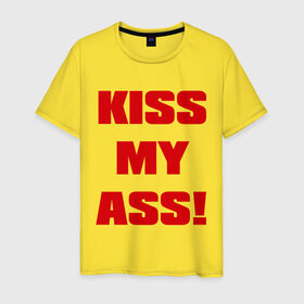 Мужская футболка хлопок с принтом Kiss My Ass в Рязани, 100% хлопок | прямой крой, круглый вырез горловины, длина до линии бедер, слегка спущенное плечо. | меня | поцелуй