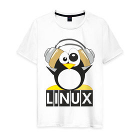 Мужская футболка хлопок с принтом Linux (6) в Рязани, 100% хлопок | прямой крой, круглый вырез горловины, длина до линии бедер, слегка спущенное плечо. | пингвин
