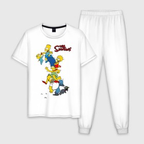 Мужская пижама хлопок с принтом The simpsons(1) в Рязани, 100% хлопок | брюки и футболка прямого кроя, без карманов, на брюках мягкая резинка на поясе и по низу штанин
 | гомер