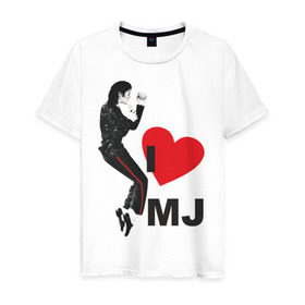 Мужская футболка хлопок с принтом I love Michael Jackson (1) в Рязани, 100% хлопок | прямой крой, круглый вырез горловины, длина до линии бедер, слегка спущенное плечо. | jackson | michael | mj | pop | джексон | майкл | майкл джексон | поп