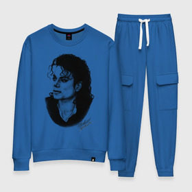 Женский костюм хлопок с принтом Michael Jackson (6) в Рязани, 100% хлопок | на свитшоте круглая горловина, мягкая резинка по низу. Брюки заужены к низу, на них два вида карманов: два 