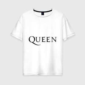 Женская футболка хлопок Oversize с принтом Queen в Рязани, 100% хлопок | свободный крой, круглый ворот, спущенный рукав, длина до линии бедер
 | freddie mercury | heavy metal | rock | квин | куин | логотип | меркури | меркюри | музыка | рок | рок группа | рок группы | фредди меркьюри | фреди | хэви метал