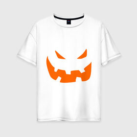 Женская футболка хлопок Oversize с принтом Halloween smile в Рязани, 100% хлопок | свободный крой, круглый ворот, спущенный рукав, длина до линии бедер
 | halloveen | halloven | hallovin | hallowen | halowin | helloveen | helloven | hellovin | hellowen | helowin | день всех святых | халловин | халлоуин | халлувин | халоуин | халувин | халуин | хеллоуин | хелоуин | хелувин | хелуин | хэлловин