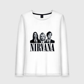 Женский лонгслив хлопок с принтом Nirvana (2) в Рязани, 100% хлопок |  | cobain | nirvana | rock | smells like teen spirit | кобейн | нирвана | рок