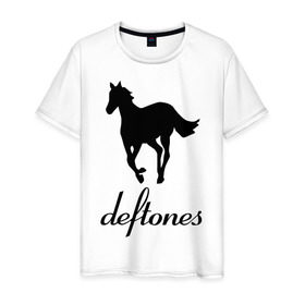 Мужская футболка хлопок с принтом Deftones (3) в Рязани, 100% хлопок | прямой крой, круглый вырез горловины, длина до линии бедер, слегка спущенное плечо. | дефтонс | лошадь | музыка | рок | эмблема deftones