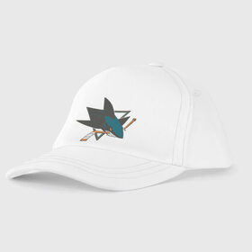 Детская бейсболка с принтом San Jose Sharks в Рязани, 100% хлопок | классический козырек, металлическая застежка-регулятор размера | Тематика изображения на принте: национальная хоккейная лига | нхл | сан хосе шаркс