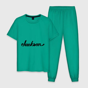 Мужская пижама хлопок с принтом Jackson в Рязани, 100% хлопок | брюки и футболка прямого кроя, без карманов, на брюках мягкая резинка на поясе и по низу штанин
 | michael jackson | джексон | майкл джексон | музыка