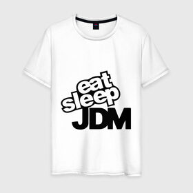 Мужская футболка хлопок с принтом Eat sleep jdm в Рязани, 100% хлопок | прямой крой, круглый вырез горловины, длина до линии бедер, слегка спущенное плечо. | domestic | eat sleep jdm | japanese | japanese domestic market | jdm style | market