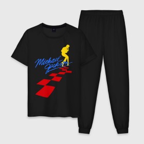 Мужская пижама хлопок с принтом Michael Jackson (11) в Рязани, 100% хлопок | брюки и футболка прямого кроя, без карманов, на брюках мягкая резинка на поясе и по низу штанин
 | майкл джексон