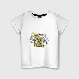 Детская футболка хлопок с принтом Save the planet (4) в Рязани, 100% хлопок | круглый вырез горловины, полуприлегающий силуэт, длина до линии бедер | save the planet | деревья | спаси планету