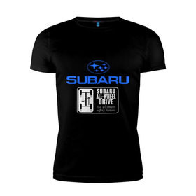 Мужская футболка премиум с принтом Subaru (2) в Рязани, 92% хлопок, 8% лайкра | приталенный силуэт, круглый вырез ворота, длина до линии бедра, короткий рукав | auto | subaru | авто | автобренды | автогонки | автомобиль | субарик | субару | тачки
