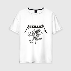 Женская футболка хлопок Oversize с принтом Metallica (8) в Рязани, 100% хлопок | свободный крой, круглый ворот, спущенный рукав, длина до линии бедер
 | металлика