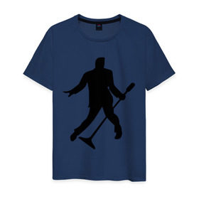 Мужская футболка хлопок с принтом Elvis Presley в Рязани, 100% хлопок | прямой крой, круглый вырез горловины, длина до линии бедер, слегка спущенное плечо. | 