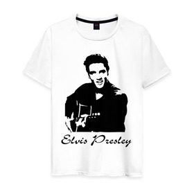 Мужская футболка хлопок с принтом Elvis Presley (2) в Рязани, 100% хлопок | прямой крой, круглый вырез горловины, длина до линии бедер, слегка спущенное плечо. | гитара