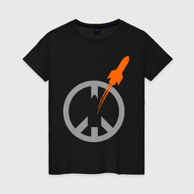 Женская футболка хлопок с принтом Pacific war в Рязани, 100% хлопок | прямой крой, круглый вырез горловины, длина до линии бедер, слегка спущенное плечо | война | мир | мирная война | ракета