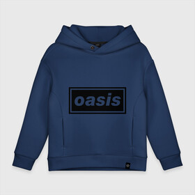 Детское худи Oversize хлопок с принтом Oasis логотип в Рязани, френч-терри — 70% хлопок, 30% полиэстер. Мягкий теплый начес внутри —100% хлопок | боковые карманы, эластичные манжеты и нижняя кромка, капюшон на магнитной кнопке | metal | oasis | лого | лого oasis | метал | символика oasis | эмблема  oasis