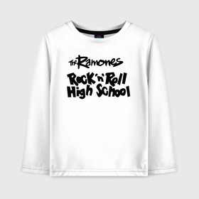 Детский лонгслив хлопок с принтом Ramones - Rock n Roll High School в Рязани, 100% хлопок | круглый вырез горловины, полуприлегающий силуэт, длина до линии бедер | punk | ramones | rock | rock n roll high school | панк | песни | рамоунз | рок