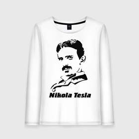 Женский лонгслив хлопок с принтом Nikola Tesla в Рязани, 100% хлопок |  | Тематика изображения на принте: nikola tesla | знаменитая личность | знаменитость | никола тесла | портрет | тесла | ученый | физик