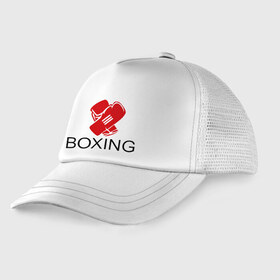 Детская кепка тракер с принтом Boxing в Рязани, Козырек - 100% хлопок. Кепка - 100% полиэстер, Задняя часть - сетка | универсальный размер, пластиковая застёжка | box | boxing | footbolki | бокс | боксер | боксерские перчатки | боксинг | перчатки | спорт