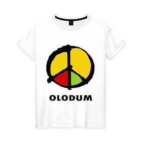 Женская футболка хлопок с принтом Olodum в Рязани, 100% хлопок | прямой крой, круглый вырез горловины, длина до линии бедер, слегка спущенное плечо | Тематика изображения на принте: бразилия