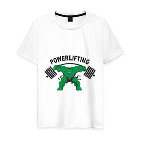 Мужская футболка хлопок с принтом Powerlifting (2) в Рязани, 100% хлопок | прямой крой, круглый вырез горловины, длина до линии бедер, слегка спущенное плечо. | powerlifting